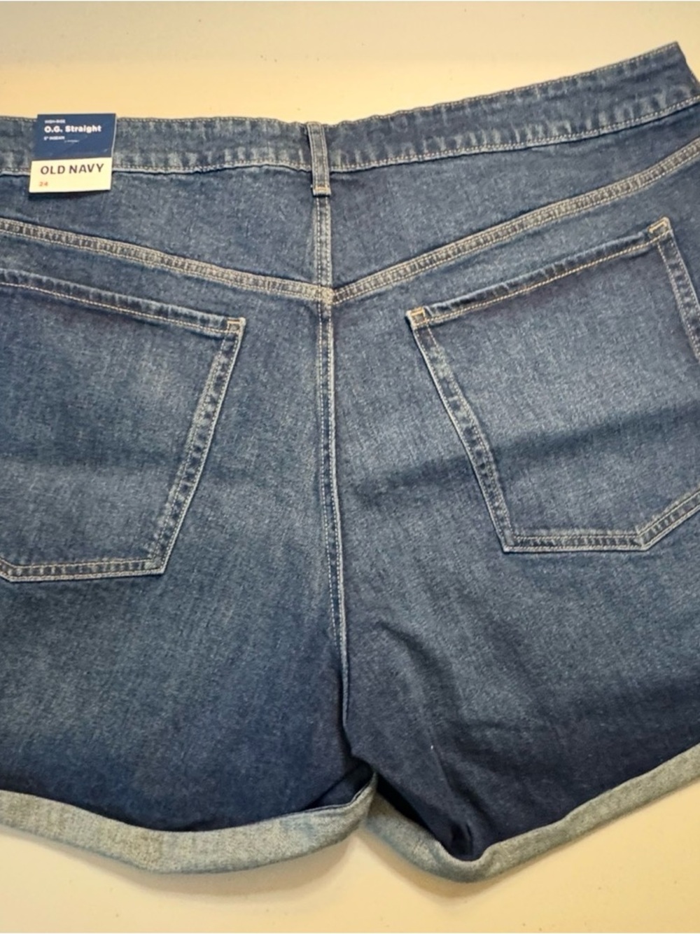 Old Navy Dark Blue High-Rise Rolled-Hem Denim Shorts